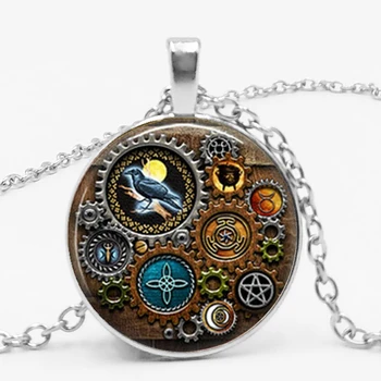 Móda Gotický Čarodejnice Steampunk Inšpiroval Klipy Prívesok Náhrdelník Šperky, Sklo Cabochon Náhrdelník Trinket Suspenzií