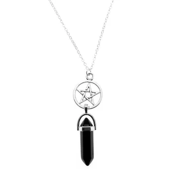 Móda Pentagram Star Čakra Kamene Náhrdelník Prívesok pre Ženy Nadprirodzené Vintage Šperky Wicca Čiar Choker Goth Satan