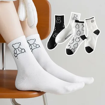 Móda Roztomilé Anime Žena Dlhé Ponožky Harajuku Čierna Biela Študent Dievča Kawaii Bielizeň Lete Bavlna Priedušná Dlho Posádky Ponožky