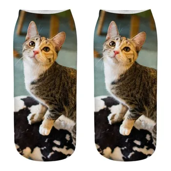 New Cute Cat 3D Tlač Ponožky Legrační Karikatúra Mačiatko Unisex Tvorivé Viac Mačka Tvár Nízke Ponožky Pre Ženy, Módne Doplnky