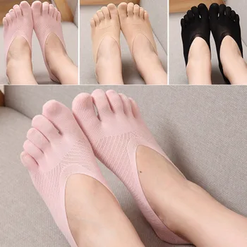 Nové Neviditeľné Čistá Farebná Loď Prst Ponožky Bavlna Absorbovať Pot Dezodorant Päť Prstov Bežné Ponožky