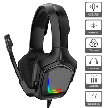 ONIKUMA K20 3,5 mm Káblové Slúchadlá RGB Podsvietenie Herné Headset s Mikrofónom pre Stolné PC Hráči Telefón PS4