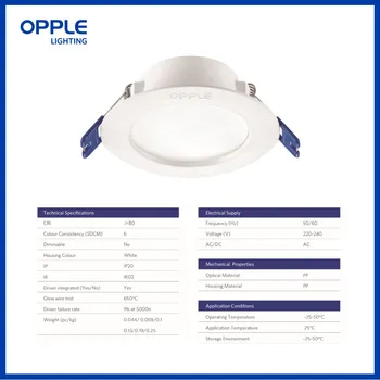 OPPLE LED Downlight Bodové Svetlo Stropné svietidlo RC-NÁS 4W 6W Teplá Biela 3000K studená Biela 6500K obraz bez Blikania na Úsporu Energie