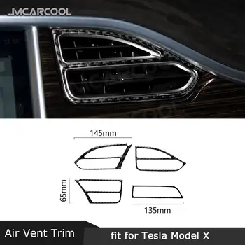 Pre Tesla Model X-2019 Uhlíkových Vlákien Auto Centrálnej Konzoly Air Vent Zásuvky Výbava Rám, Kryt Samolepky 4 KS/Set