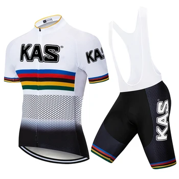 Retro Rainbow 2021 KAS Cyklistika Dres Tímu Cyklistické Odevy Odevy MTB nohavice s Náprsenkou Šortky Nastaviť Mužov Bicykli Ropa Ciclismo Športové oblečenie