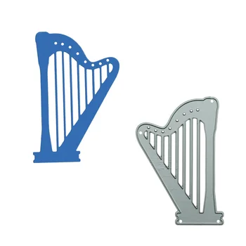 Rezanie kovov Zomrie Scrapbooking Vintage Harfa Hudobný Nástroj Vzor Fréza Šablóny Pre DIY Clip Art Práce Karty Zdobenie