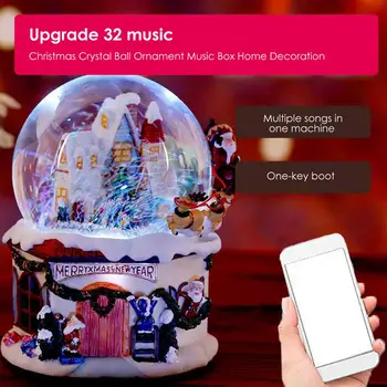 Rotujúce Vianočné Crystal Ball So Slabým Snežením Music Box Veselé Vianočné Ozdoby Vianočné Darčeky, Vianoce, Nový Rok 2022 Navidad