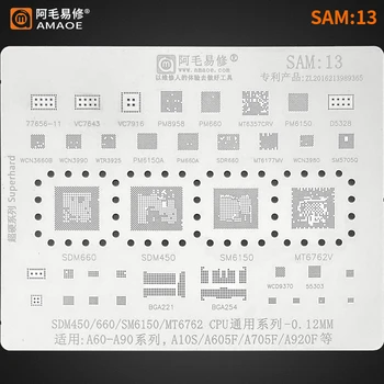 SAM13 BGA Reballing Šablóny Pre Samsung A10S A20 A30 A40 A50 A60 A70 A80 A90 A605F A705F A920F SDM660 SDM450 SM6150 MT6762V CPU
