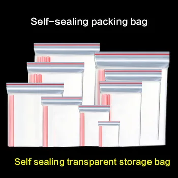 Samozatváracia malé vrecko na zips zámok plastové vrecko môže byť opakovane uzatvorených transparentné skladovanie čerstvého-vedenie balení taška hrubé
