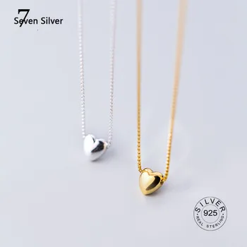 Skutočné 925 Sterling Silver Minimalistický Lesklé Mini Láska Srdce Náhrdelník Prívesok Pre Ženy Kancelárie Strany Šperky Teen Darček