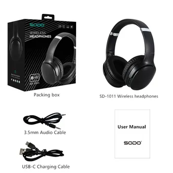 SODO SD-1011 Bezdrôtové Slúchadlá 3-EQ, Bluetooth-kompatibilné 5.1 Slúchadlá Over-Ear Skladacia HiFi Stereo Headset Podpora TF/FM