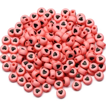 Svetlo Ružové Kolo Akryl Dištančné Korálky 100-500pcs Srdce Vzor Voľné Korálky Pre šperkárstvo DIY Náhrdelník Náramok Príslušenstvo