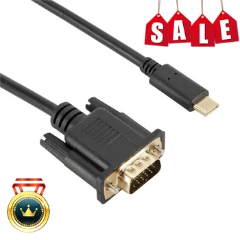 USB C Na VGA Kábel 1080P Typ C, Konvertor VGA Adaptér, Kábel Pre Notebook UHD Externé Video Projektor 1,8 m