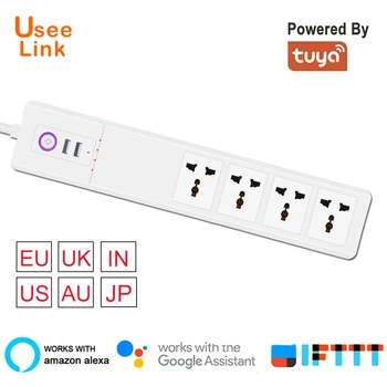 UseeLink WiFi Smart Power Strip Univerzálnej Zásuvky s konektorom USB Zásuvky Diaľkové Ovládanie Hlasom Nezávisle Tuya