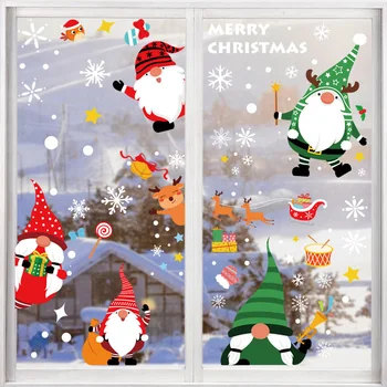 Veselé Vianoce PVC Statické Nálepky Santa Claus Elk Okno Nálepky Skrášliť Snowflake Stenu, Nálepky Nový Rok Strany Skla Zdobiť