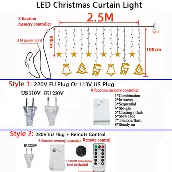 Vianočné Osvetlenie LED Jeleň Strom Zvony Star String Rozprávkových Svetiel Vonkajší Veniec Pre Izba Opony Home Party Nový Rok Svadbu, Výzdoba