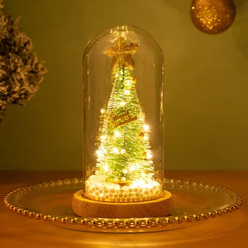 Vianočný Stromček Svietiť, Tvorivé Sklenený Kryt Svetla Cedar LED Mini Umelé Borovica Vianoce, Narodeninové Darčeky Súčasnosti Spálne Dekorácie