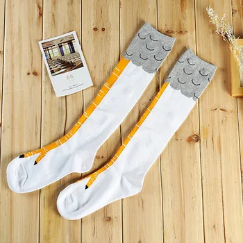 Vysoko Kvalitné Kreatívne Kuracie Ženy Nad Kolená Ponožky Cartoon Bavlna Kuracie Pazúr Dámy 3D Tlač Legrační Zviera Vysoké Ponožky