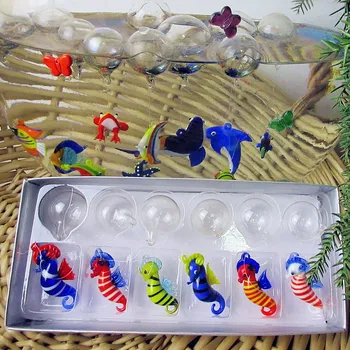 Výrobca výroby! Ručne vyrobené farebné sklo remeselné float loptu akváriu dekorácie kúzlu skla ryby figúrky prívesok