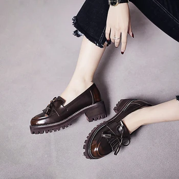 ženy oxford Ploché jarné topánky pre ženy kožené bytov letnej brogues vintage pošmyknúť na mokasíny bežné tenisky, topánky 2020